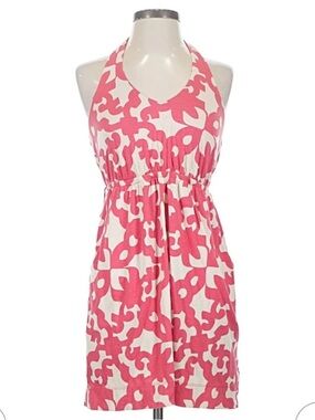 Juicy Couture Pink White Halter Mini Dress Petite Y2K Print Belted